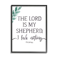 Stupell Industries Lord Is My Shepherd Faith Phrase Plant Greenery Framed Wall Art