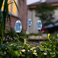 Glitzhome® 36" Solar Powered Oval Flower Stake Light with Stainless Steel Poles, 3ct.