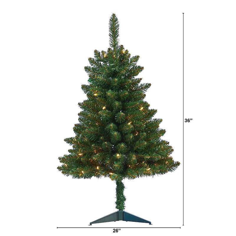 3ft. Pre-Lit Northern Rocky Spruce Artificial Christmas Tree, Clear LED Lights