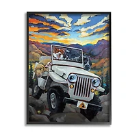 Stupell Industries Dogs Off-Roading Mountain Sunset Wall Art with Frame