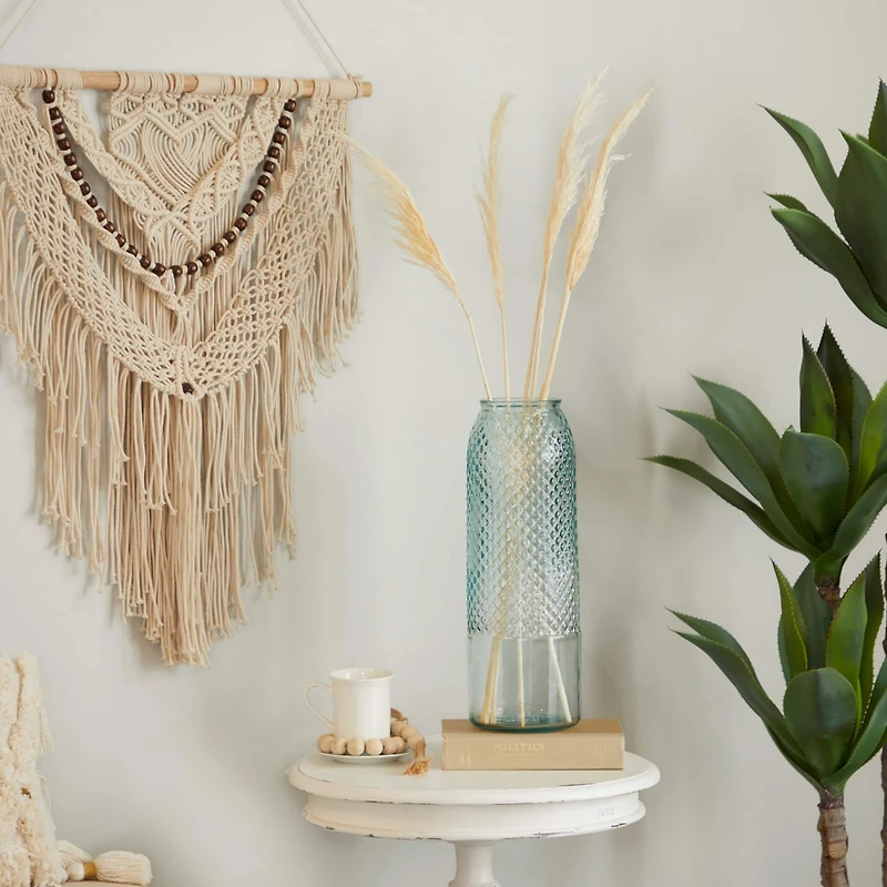 Blue Recycled Glass Handmade Spanish Vase 6" x 6" x 17"