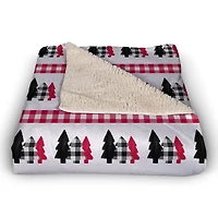 Plaid Tree Pattern 50x60 Sherpa Fleece Blanket