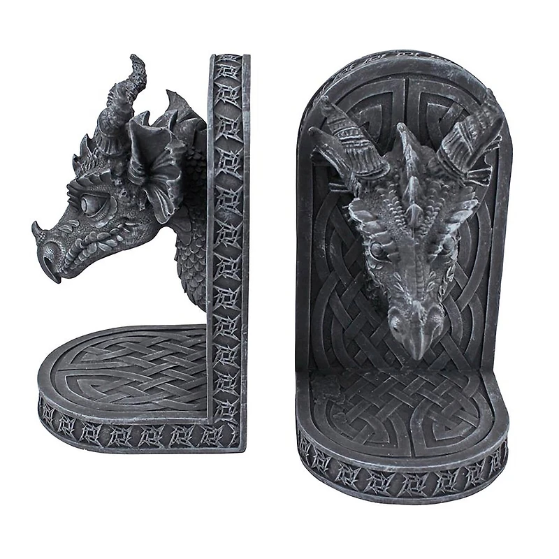Design Toscano Gray Friar Dragon Bookend Set
