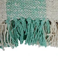 Hello Honey® Mint & Cream Plaid Hand-Woven Cotton Throw with Fringe