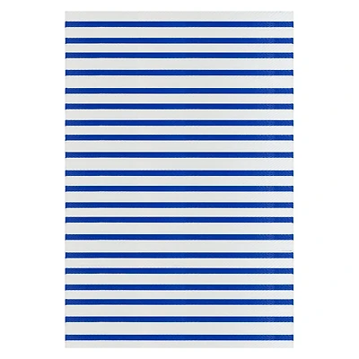 Blue & White Striped Rectangular Outdoor Area Rug, 4ft. x 6ft.