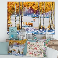 Designart - Cattle In The Early Snow In The Forest