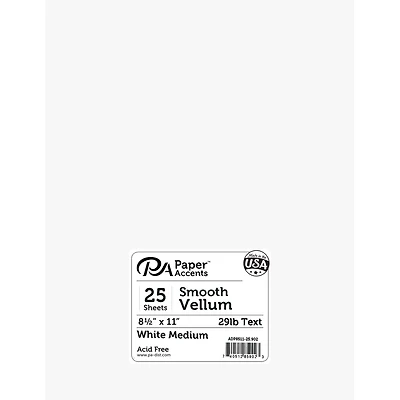 PA Paper™ Accents White Medium 29lb. Smooth Vellum Paper Pad, 8.5" x 11"