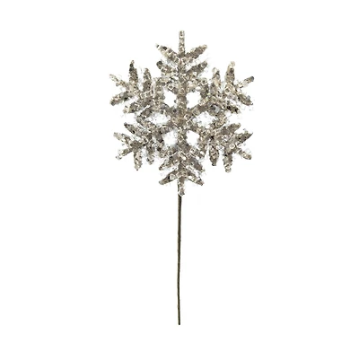 12" Champagne Beaded Glitter Snowflake Pick by Ashland®