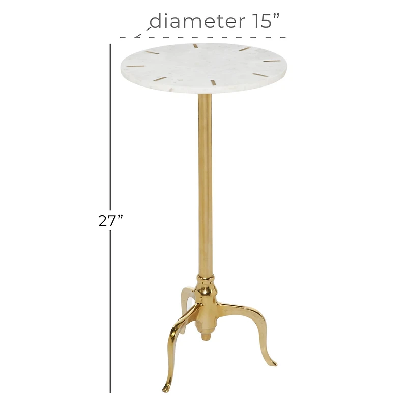 15" Gold Contemporary Marble Accent Table