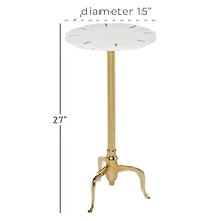 15" Gold Contemporary Marble Accent Table