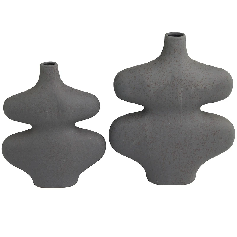 Black Ceramic Oblong Abstract Vase Set