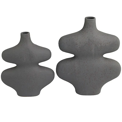 Black Ceramic Oblong Abstract Vase Set