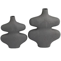 Black Ceramic Oblong Abstract Vase Set