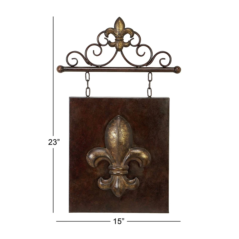 Bronze Metal Fleur de Lis Wall Decoration