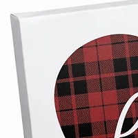 Love Plaid Heart Canvas Wall Art