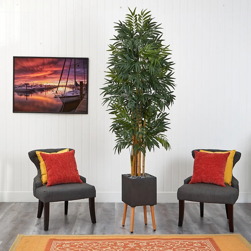 6.5ft. Phoenix Palm Tree in Black Planter with Stand