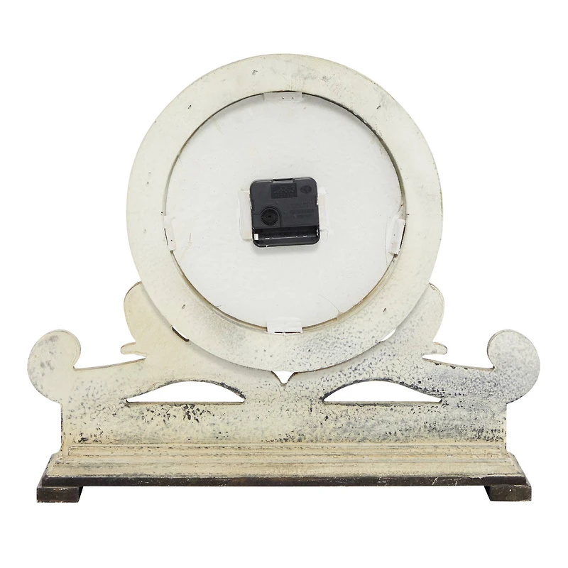 16" White Distressed Wood Country Clock