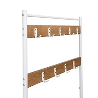 Honey Can Do White & Walnut Entryway Hall Tree with Bench & Shoe Storage
