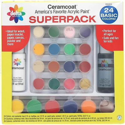 Delta Ceramcoat® 24-Piece Basic Colors Super Pack with Box