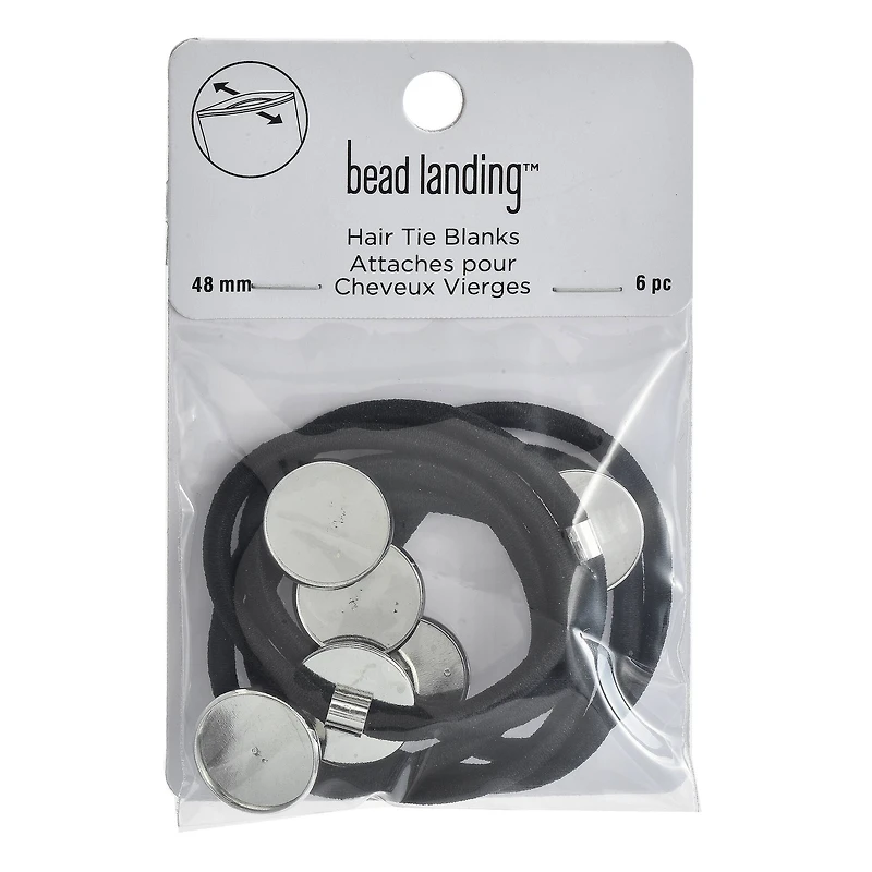 Black Hair Ties with 17.7mm Circle Blanks, 6ct. by Bead Landing™