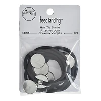Black Hair Ties with 17.7mm Circle Blanks, 6ct. by Bead Landing™