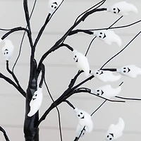 2ft. Pre-Lit Artificial Halloween Ghost Twig Tree with 24 Purple LED Lights