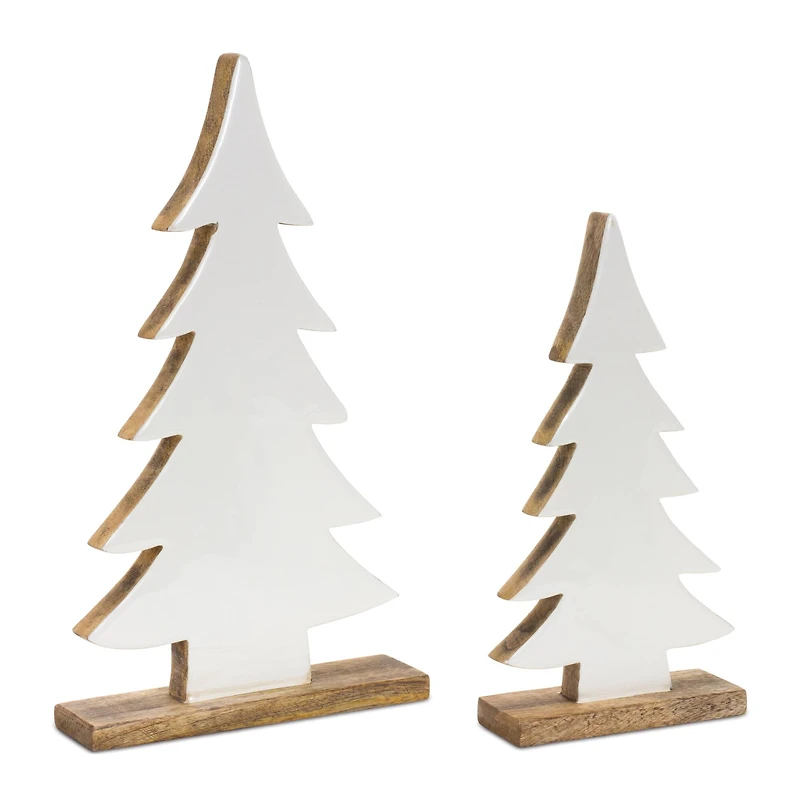 White Pine Tree on Natural Wood Base Set