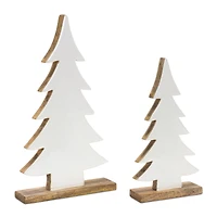 White Pine Tree on Natural Wood Base Set