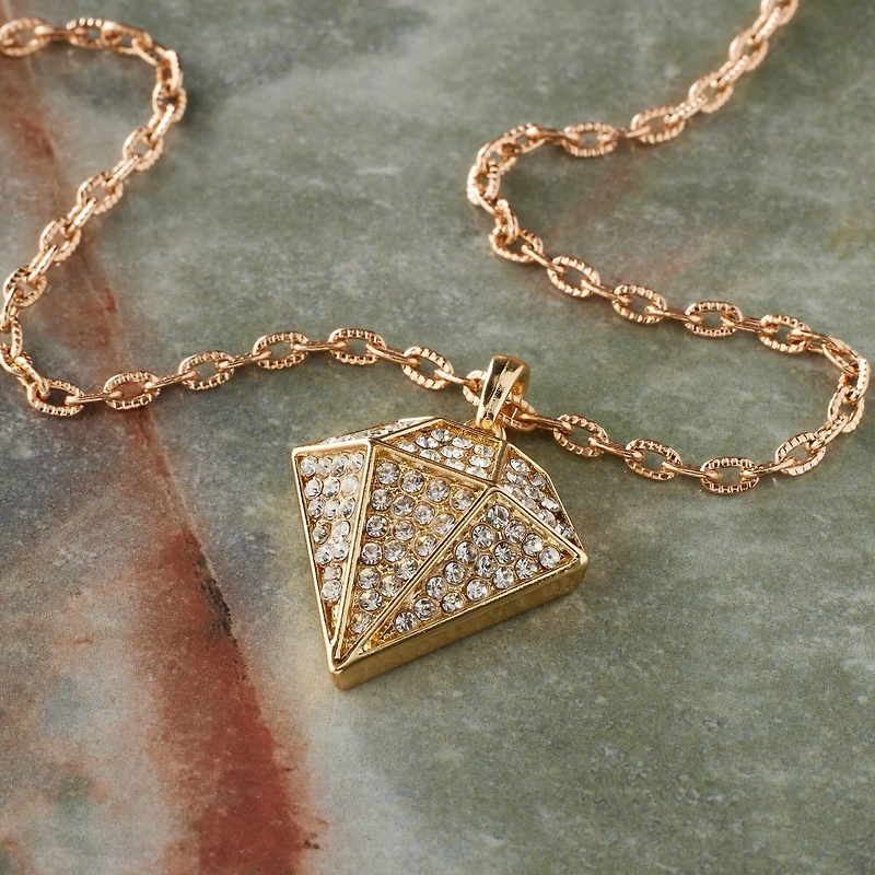 Gold Metal Diamond Pendant by Bead Landing™