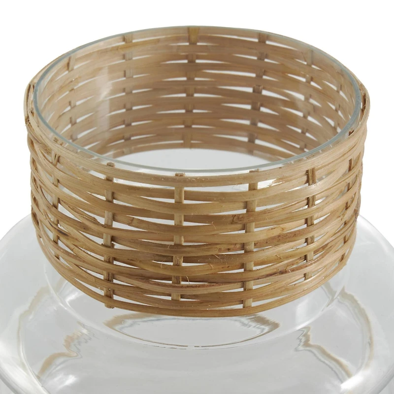 Clear Rattan Wrapped Glass Bubble Vase Set