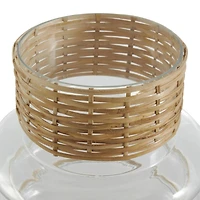 Clear Rattan Wrapped Glass Bubble Vase Set