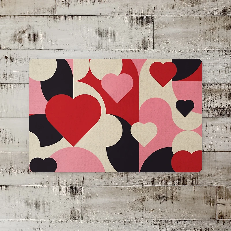 Mid Mod Heart Pattern Floor Mat