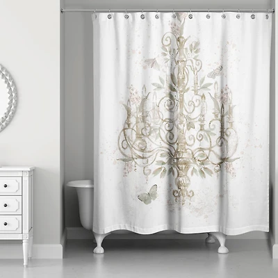 Soft Sage and Blush Chandelier 71" x 74" Shower Curtain
