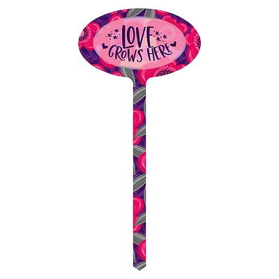 15" Aluminum Love Grows Here Marker Garden Stake