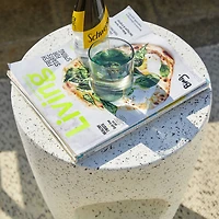 Glitzhome® 18" Multi-Functional White Terrazzo Garden Stool