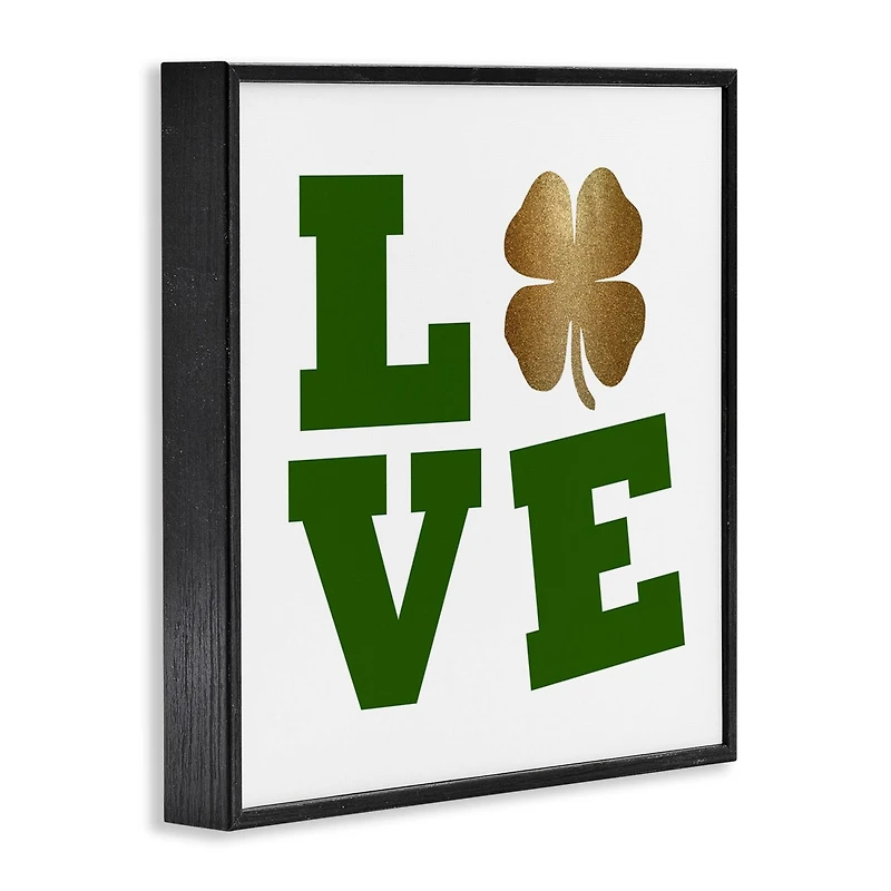 Stupell Industries St Patrick's Day Clover Love Framed Giclee Art
