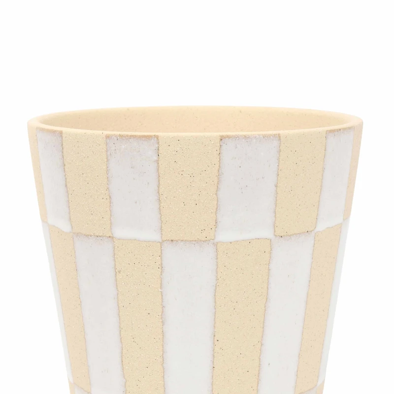 7" Tan & White Checker Ceramic Pot by Ashland®