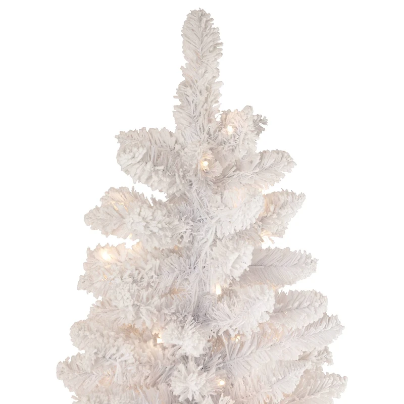 6.5ft. Pre-Lit Flocked Norway Pine Artificial Christmas Tree, Warm White LED Lights