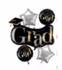 Black Grad Inflated Balloon Bundle