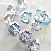 Green Faceted Glass Cube Beads, 10mm by Bead Landing™