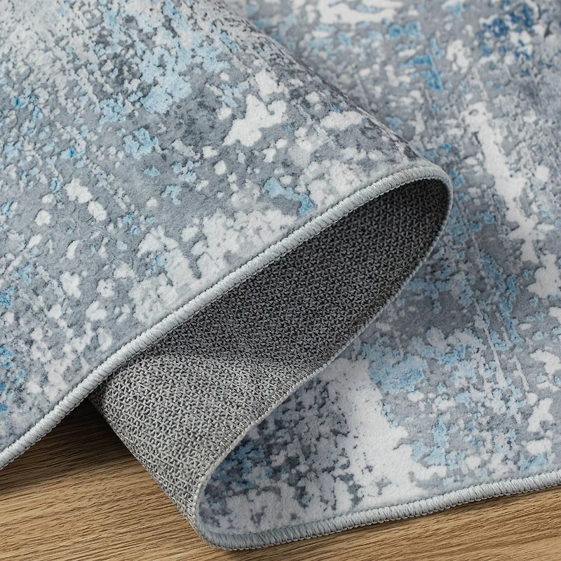 Glitzhome® 5ft. x 8ft. Blue, Ivory & Tan Abstract Area Rug