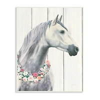 Stupell Industries Spirit Stallion with Flower Wreath Wood Wall Plaque