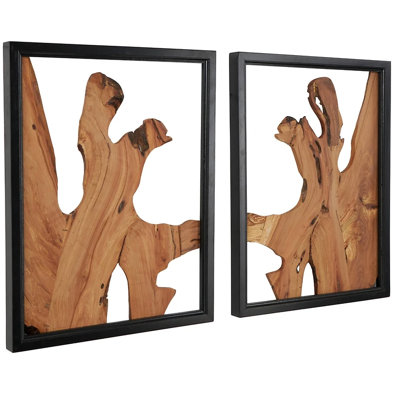 Brown Handmade Abstract Live Edge Wooden Slab Wall Décor Set