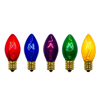 Pack of 25 Transparent C7 Multi-Color Christmas Replacement Bulbs