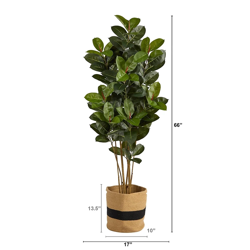5.5ft. Oak Artificial Tree in Handmade Natural Cotton Planter UV Resistant (Indoor/Outdoor)