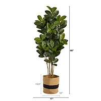 5.5ft. Oak Artificial Tree in Handmade Natural Cotton Planter UV Resistant (Indoor/Outdoor)