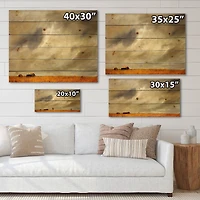 Designart - Desert Farmhouse Under Cloudy Sky in Washington I