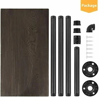 NEX™ 25.5" Iron Black Freestanding Toilet Paper Stand with Rustic Wood Base