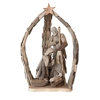 Hello Honey® 21" Handmade Driftwood & Acacia Wood Holy Family Accent