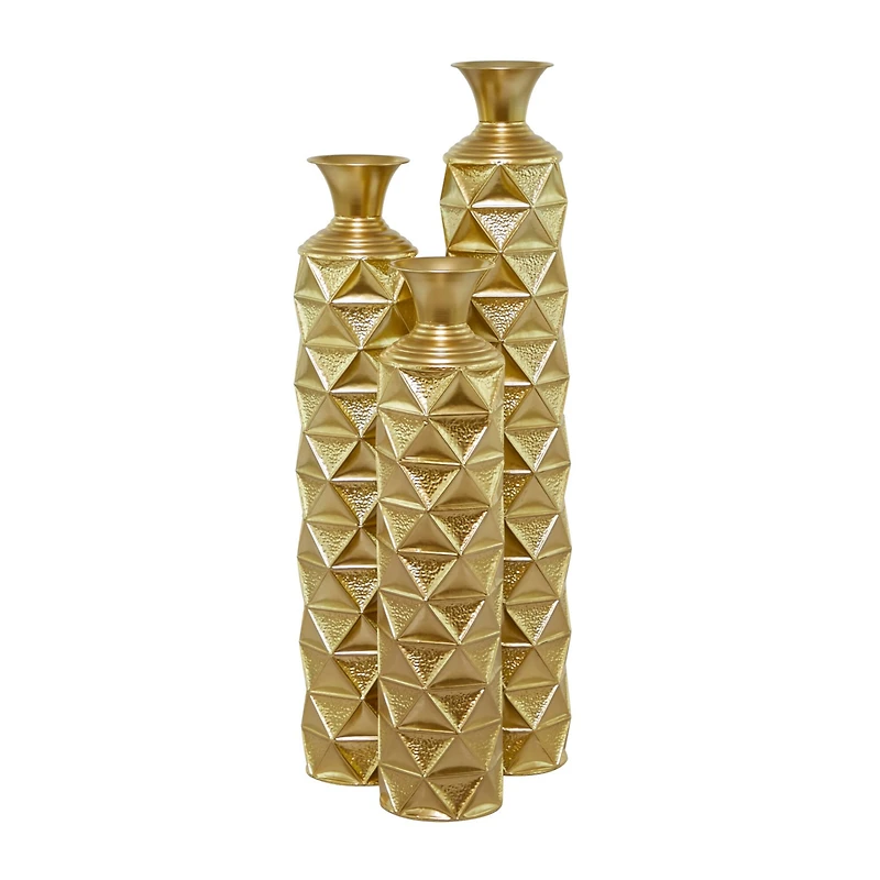 Gold Metal Glam Vase, Set of 3" 34", 29", 25"